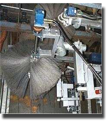 Pioneer Industries wire bristles and cyclonic blow off system. 